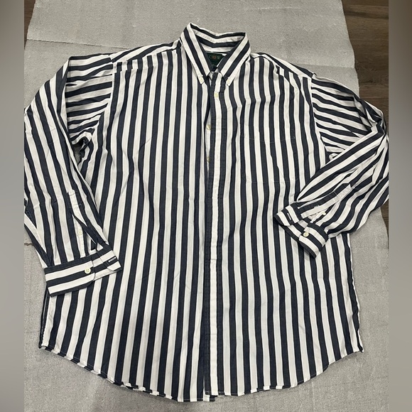 J. Crew Other - [L]VTG J. Crew Navy and White Striped Button Down Cotton Shirt
